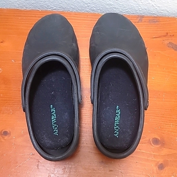 ANYWEAR UNISEX SLIP ON CLOG COMFORT BLACK RUBBER WATERPROOF SANDAL SIZE 9 - Picture 3 of 7